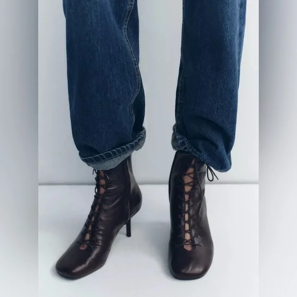 Zara Leather Kitten Ankle Boots - Picture 7 of 17